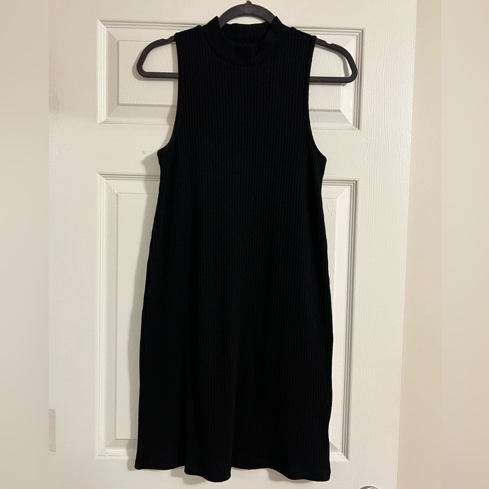 Old Navy Black Ribbed Mini Dress Mock Neck Sleeveless